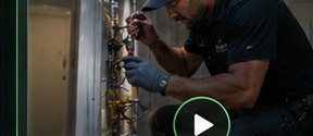 Contractor on a home-service project filmed for a video ad