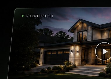 Modern home exterior with a new garage door