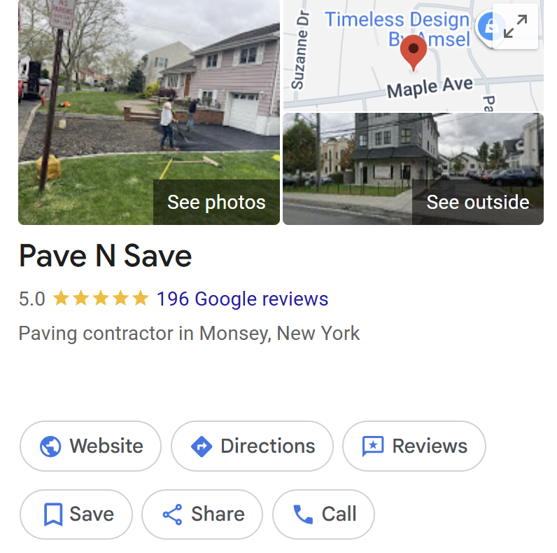 Pave N Save Google Business Profile with 196 reviews