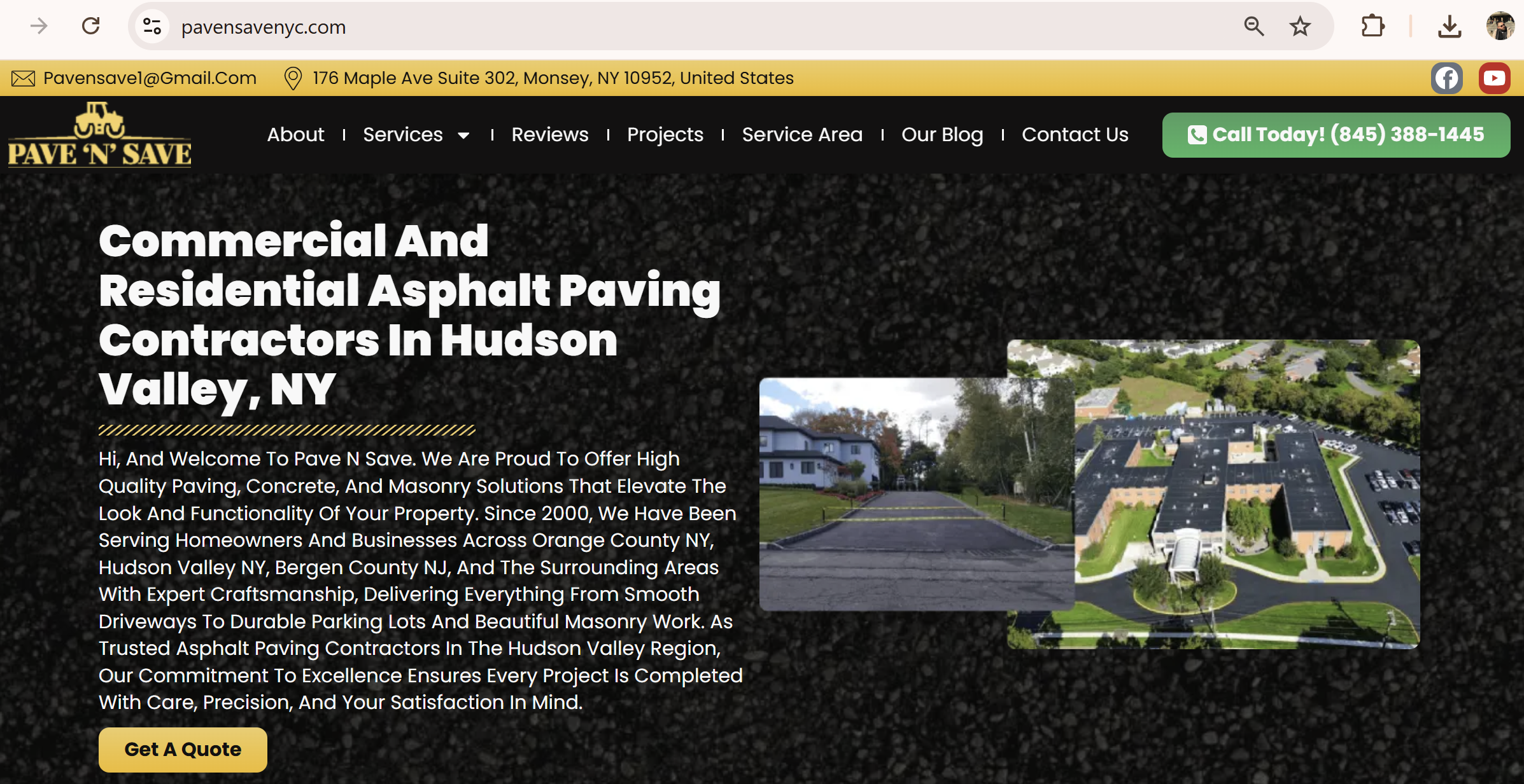 Client website homepage screenshot