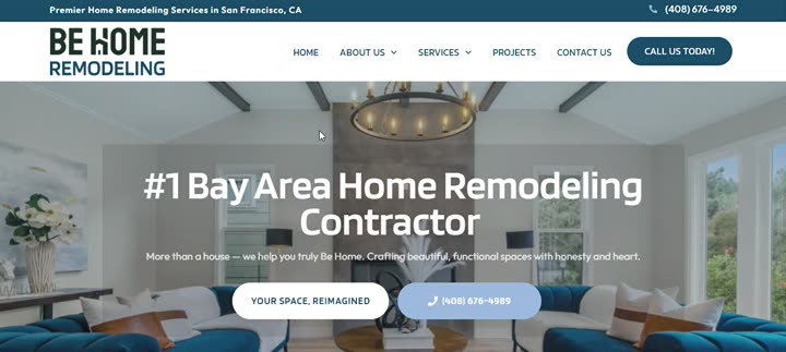 Be Home Remodeling website