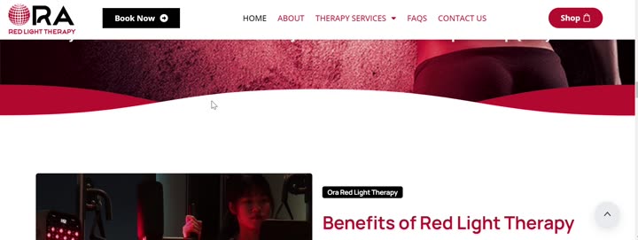 Ora Red Light Therapy website