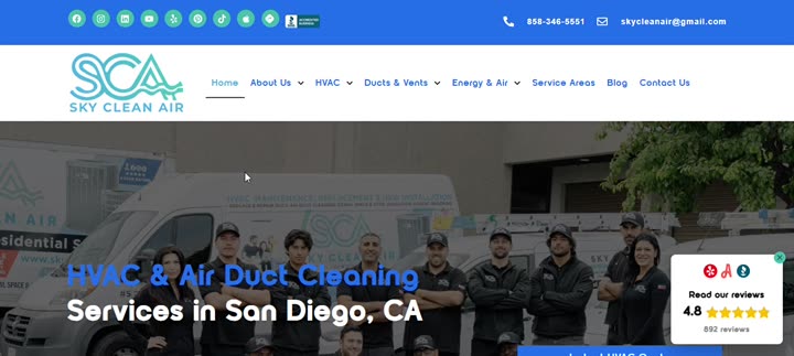 Sky Clean Air website
