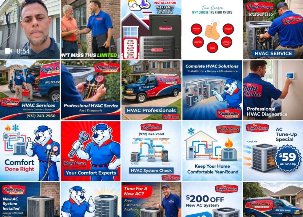 Ad creative library — HVAC service, mascot & offer campaigns