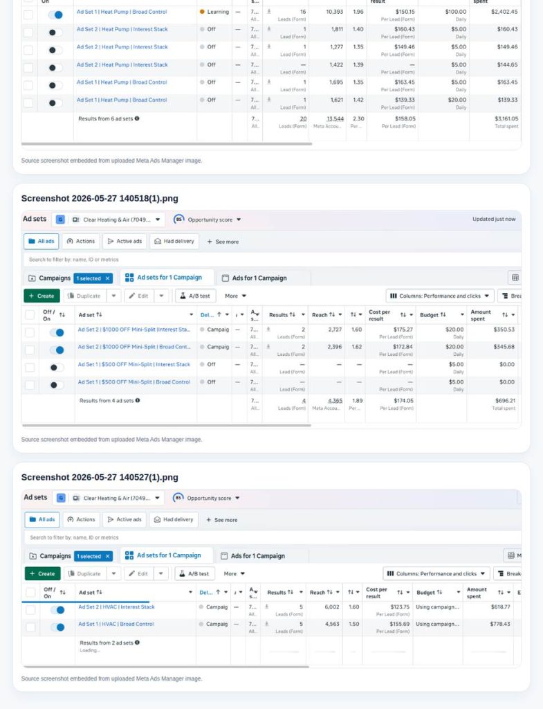 Campaign deep-dive — verified Ads Manager screenshots